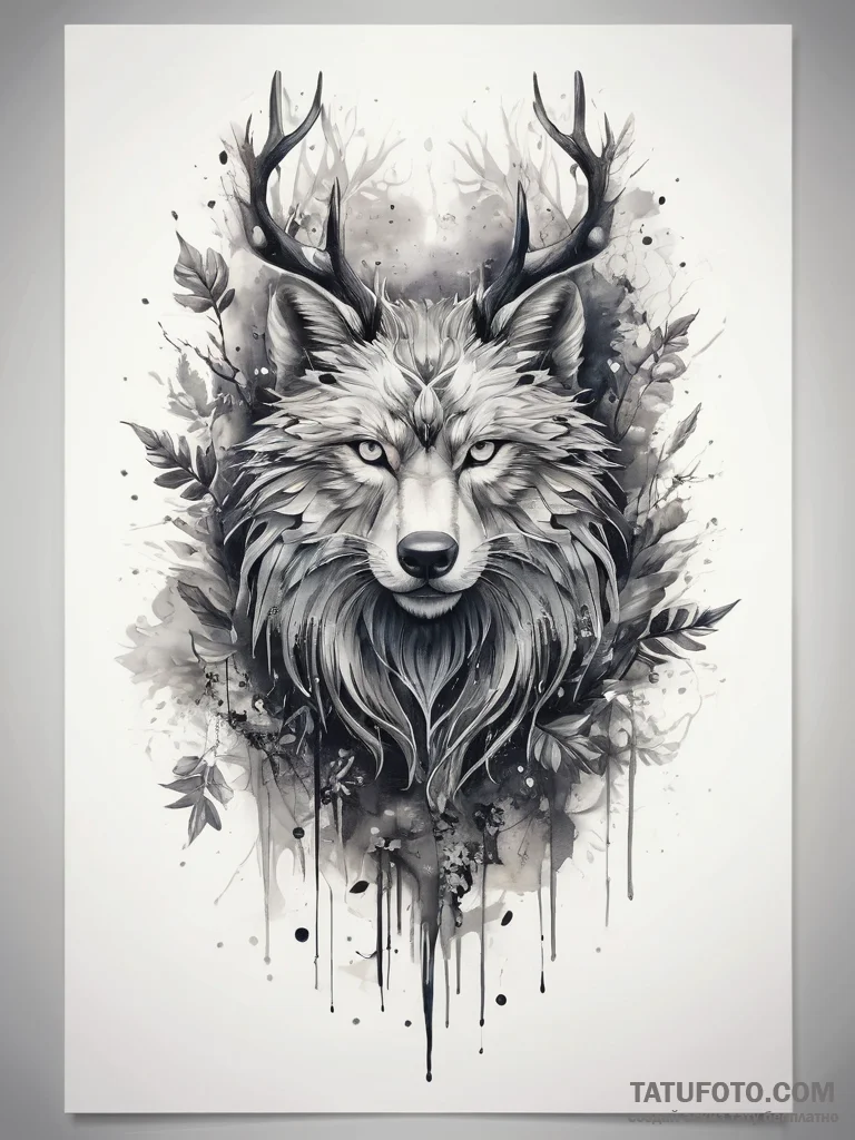 Tattoo sketch divine forest, artistic tattoo... - эскиз тату (№1758118323_0, 17.09.2025 14:12) — Tatufoto.com