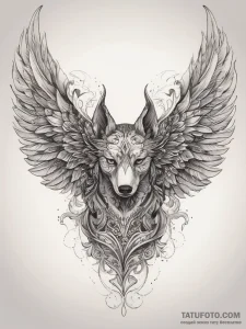 Tattoo sketch simargl, the winged dog, with f... - эскиз тату (№1758119124_0, 17.09.2025 14:25) — Tatufoto.com
