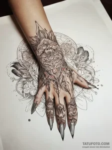 Tattoo sketch hands with a brush, tattoo draw... - эскиз тату (№1758119519_0, 17.09.2025 14:31) — Tatufoto.com