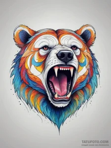 Tattoo sketch bear roar, tattoo line art, on... - эскиз тату (№1758125270_0, 17.09.2025 16:07) — Tatufoto.com