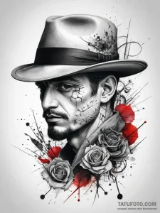 Tattoo sketch joe bonanno with a hat, concept... - эскиз тату (№1758125667_0, 17.09.2025 16:14) — Tatufoto.com