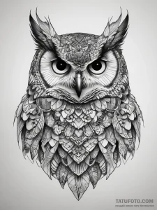 Tattoo sketch great horned owl, ink illustrat... - эскиз тату (№1758133096_0, 17.09.2025 18:18) — Tatufoto.com