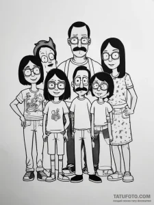 Tattoo sketch bob's burgers family - эскиз тату (№1758133294_0, 17.09.2025 18:21) — Tatufoto.com