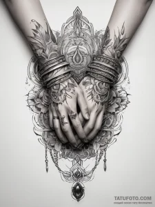 Tattoo sketch hands with a chain, tattoo flas... - эскиз тату (№1758133898_0, 17.09.2025 18:31) — Tatufoto.com