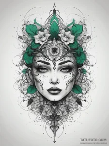 Tattoo sketch green, tattoo line art, black o... - эскиз тату (№1758134096_0, 17.09.2025 18:34) — Tatufoto.com