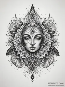 Tattoo sketch blessed creation, ink illustrat... - эскиз тату (№1758137152_0, 17.09.2025 19:25) — Tatufoto.com
