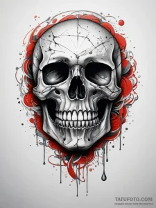 Tattoo sketch узор в виде черепа с водой, con... - эскиз тату (№1758143769_0, 17.09.2025 21:16) — Tatufoto.com