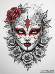 Tattoo sketch masquerade mask tattoo, ink ill... - эскиз тату (№1758144384_0, 17.09.2025 21:26) — Tatufoto.com