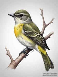 Tattoo sketch white-eyed vireo, concept art f... - эскиз тату (№1758148424_0, 17.09.2025 22:33) — Tatufoto.com
