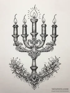 Tattoo sketch menorah - эскиз тату (№1758150452_0, 17.09.2025 23:07) — Tatufoto.com