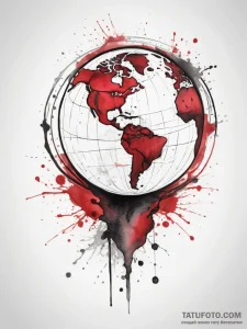 Tattoo sketch globe, ink illustration for tat... - эскиз тату (№1758152060_0, 17.09.2025 23:34) — Tatufoto.com