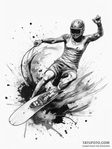 Tattoo sketch wakeboarding a wakeboard, artis... - эскиз тату (№1758152474_0, 17.09.2025 23:41) — Tatufoto.com