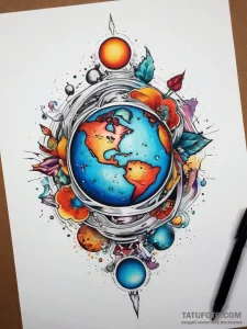 Tattoo sketch cosmic earth, tattoo sketch des... - эскиз тату (№1758153498_0, 17.09.2025 23:58) — Tatufoto.com