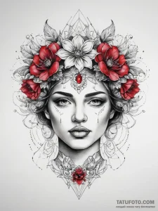 Tattoo sketch flower crown tattoo, tattoo lin... - эскиз тату (№1758175826_0, 18.09.2025 06:10) — Tatufoto.com