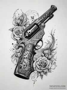 Tattoo sketch shotgun, tattoo flash sheet des... - эскиз тату (№1758176425_0, 18.09.2025 06:20) — Tatufoto.com
