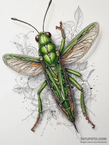 Tattoo sketch european common green grasshopp... - эскиз тату (№1758176626_0, 18.09.2025 06:23) — Tatufoto.com