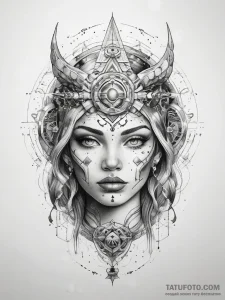 Tattoo sketch cosmic character - эскиз тату (№1758177224_0, 18.09.2025 06:33) — Tatufoto.com