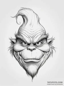 Tattoo sketch the grinch with a mind, tattoo... - эскиз тату (№1758178426_0, 18.09.2025 06:53) — Tatufoto.com