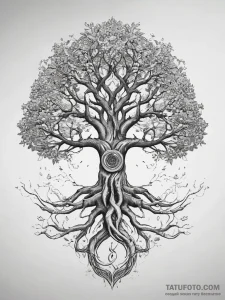 Tattoo sketch yggdrasil tree, ink illustratio... - эскиз тату (№1758178624_0, 18.09.2025 06:57) — Tatufoto.com