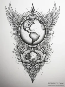 Tattoo sketch череп с землей, artistic tattoo... - эскиз тату (№1758180872_0, 18.09.2025 07:34) — Tatufoto.com