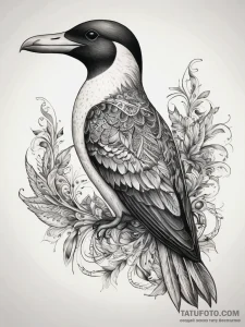 Tattoo sketch razorbill, ink illustration for... - эскиз тату (№1758184512_0, 18.09.2025 08:35) — Tatufoto.com