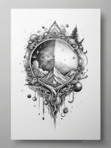 Tattoo sketch cosmic soil - эскиз тату (№1758186240_0, 18.09.2025 09:04) — Tatufoto.com