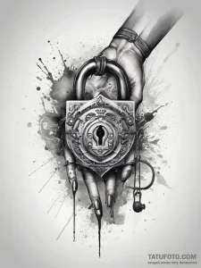 Tattoo hands with a lock, concept art for tat... - эскиз тату (№1758188209_0, 18.09.2025 09:36) — Tatufoto.com