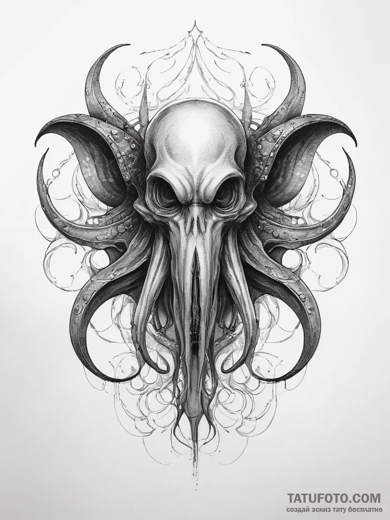 Tattoo sketch vampire squid - эскиз тату (№1758188801_0, 18.09.2025 09:46) — Tatufoto.com