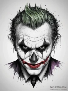 Tattoo sketch joker with a face paint, artist... - эскиз тату (№1758189390_0, 18.09.2025 09:56) — Tatufoto.com