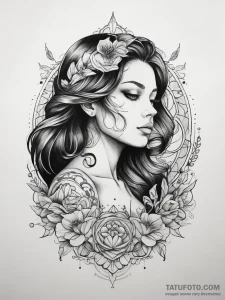 Tattoo sketch siren tattoo, concept art for t... - эскиз тату (№1758190169_0, 18.09.2025 10:09) — Tatufoto.com