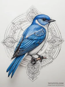 Tattoo sketch puns a bluebird that says "i'm... - эскиз тату (№1758190367_0, 18.09.2025 10:12) — Tatufoto.com