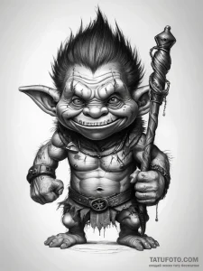 Tattoo sketch troll with a club - эскиз тату (№1758195277_0, 18.09.2025 11:34) — Tatufoto.com