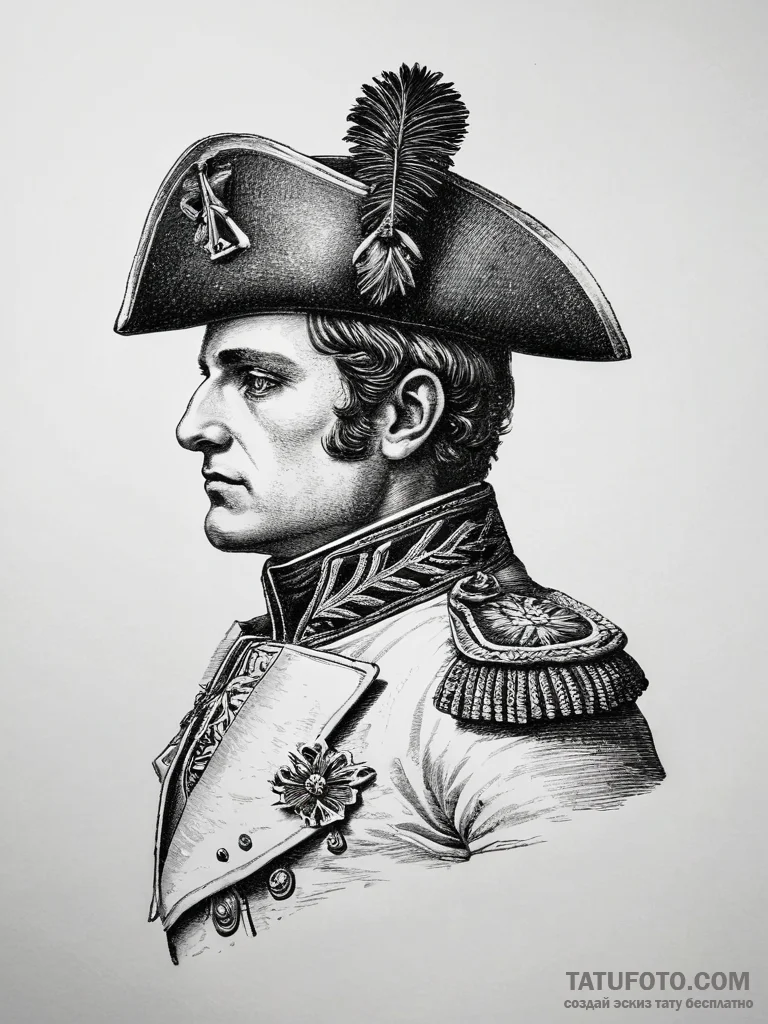 Tattoo sketch napoleon bonaparte silhouette,... - эскиз тату (№1758196446_0, 18.09.2025 11:54) — Tatufoto.com