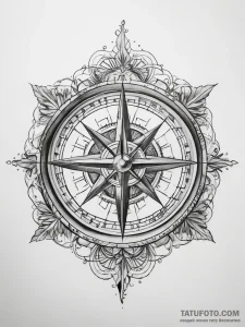 Tattoo sketch узор в виде компаса - эскиз тату (№1758196641_0, 18.09.2025 11:57) — Tatufoto.com