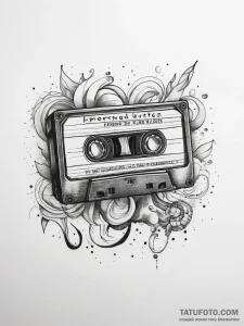 Tattoo sketch cassette tape with a quote - эскиз тату (№1758197412_0, 18.09.2025 12:10) — Tatufoto.com
