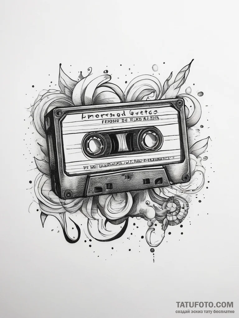 Tattoo sketch cassette tape with a quote - эскиз тату (№1758197412_0, 18.09.2025 12:10) — Tatufoto.com