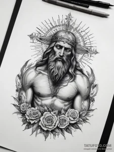 Tattoo sketch holy scene - эскиз тату (№1758198004_0, 18.09.2025 12:20) — Tatufoto.com