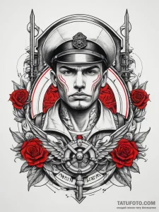 Tattoo sketch soldier with a lock, tattoo fla... - эскиз тату (№1758203988_0, 18.09.2025 13:59) — Tatufoto.com