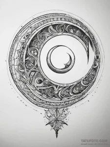 Tattoo sketch slavic spiral with a moon, ink... - эскиз тату (№1758205343_0, 18.09.2025 14:22) — Tatufoto.com
