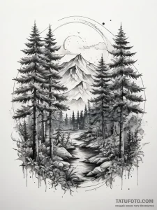 Tattoo sketch forest scene, tattoo sketch des... - эскиз тату (№1758206119_0, 18.09.2025 14:35) — Tatufoto.com