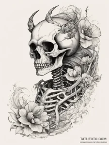 Tattoo sketch skeleton with cards, concept ar... - эскиз тату (№1758207283_0, 18.09.2025 14:54) — Tatufoto.com