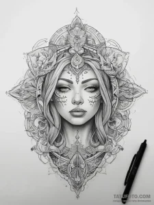 Tattoo sketch blessed being - эскиз тату (№1758208267_0, 18.09.2025 15:11) — Tatufoto.com