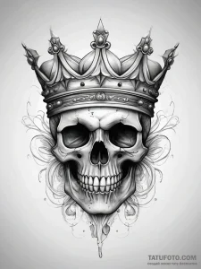 Tattoo sketch узор в виде черепа с короной, t... - эскиз тату (№1758208665_0, 18.09.2025 15:17) — Tatufoto.com