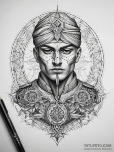 Tattoo sketch soldier with a letter, tattoo f... - эскиз тату (№1758210223_0, 18.09.2025 15:43) — Tatufoto.com