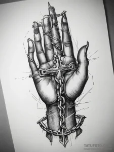 Tattoo sketch hands with a chain, artistic ta... - эскиз тату (№1758211197_0, 18.09.2025 15:59) — Tatufoto.com