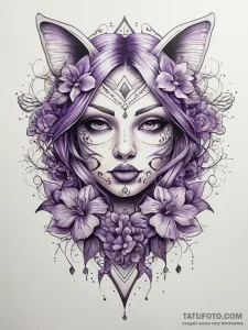 Tattoo sketch violet, concept art for tattoo,... - эскиз тату (№1758211398_0, 18.09.2025 16:03) — Tatufoto.com
