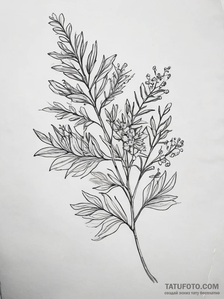 Tattoo sketch wattle, tattoo flash sheet desi... - эскиз тату (№1758258439_0, 19.09.2025 05:07) — Tatufoto.com