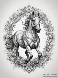 Tattoo sketch horse racing a horse with a joc... - эскиз тату (№1758259623_0, 19.09.2025 05:27) — Tatufoto.com