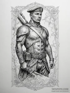 Tattoo sketch soldier with a scroll, tattoo s... - эскиз тату (№1758267999_0, 19.09.2025 07:46) — Tatufoto.com