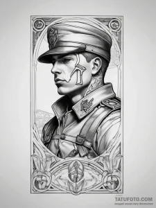 Tattoo sketch soldier with a letter, tattoo d... - эскиз тату (№1758269760_0, 19.09.2025 08:16) — Tatufoto.com